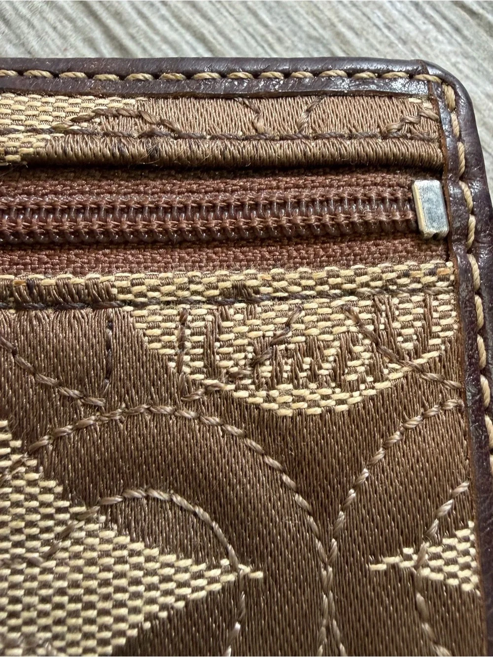 Vintage Coach Chelsea Signature Brown Canvas Credit Card Wallet Snap Button Zip